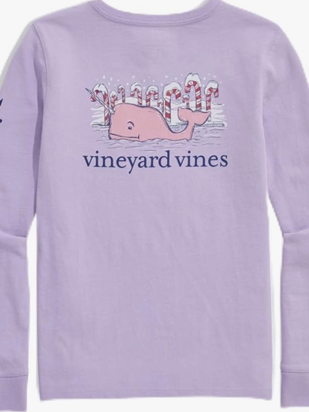 NWT Vineyard Vines Girls Glitter Candy Cane Narwhal Long-Sleeve Pocket T -Size 5